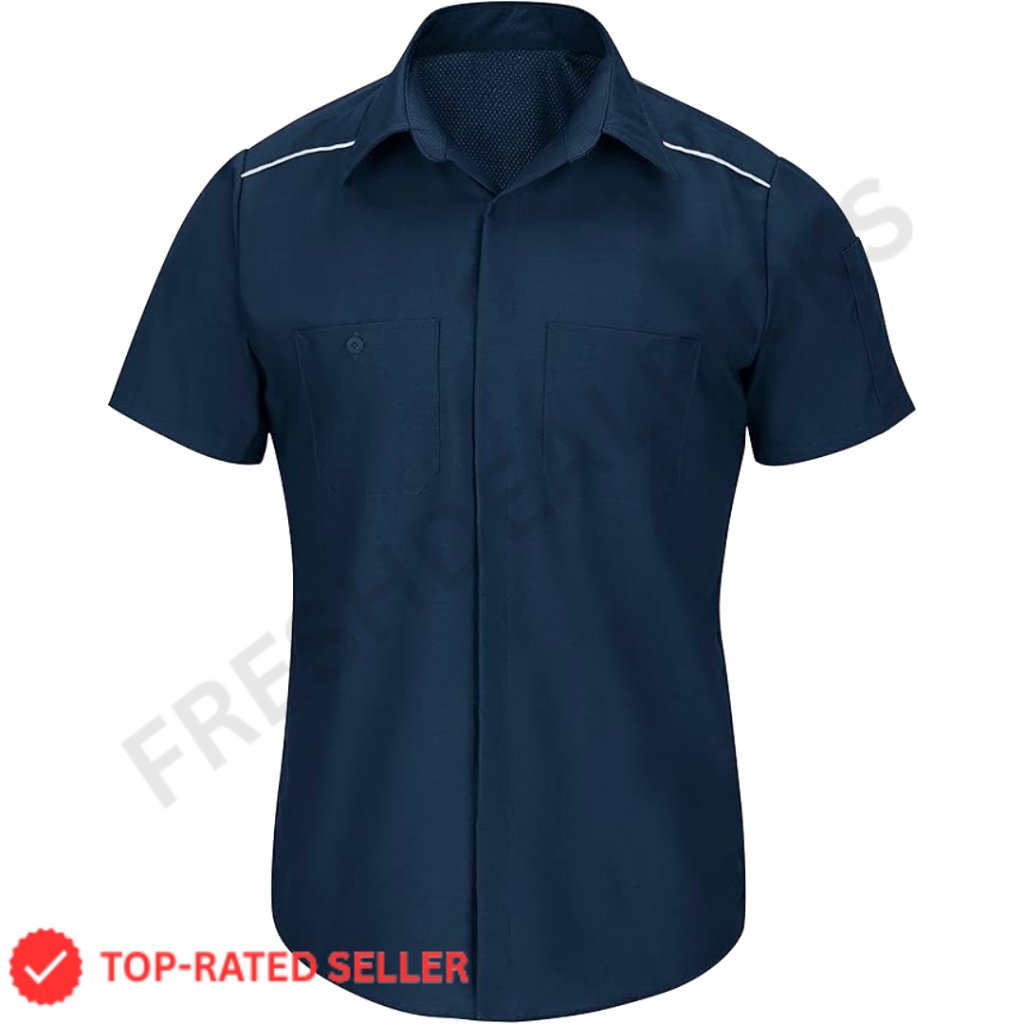 Short Sleeve Work Shirt Pro Airflow Utility Top Professional Chic Minimal
